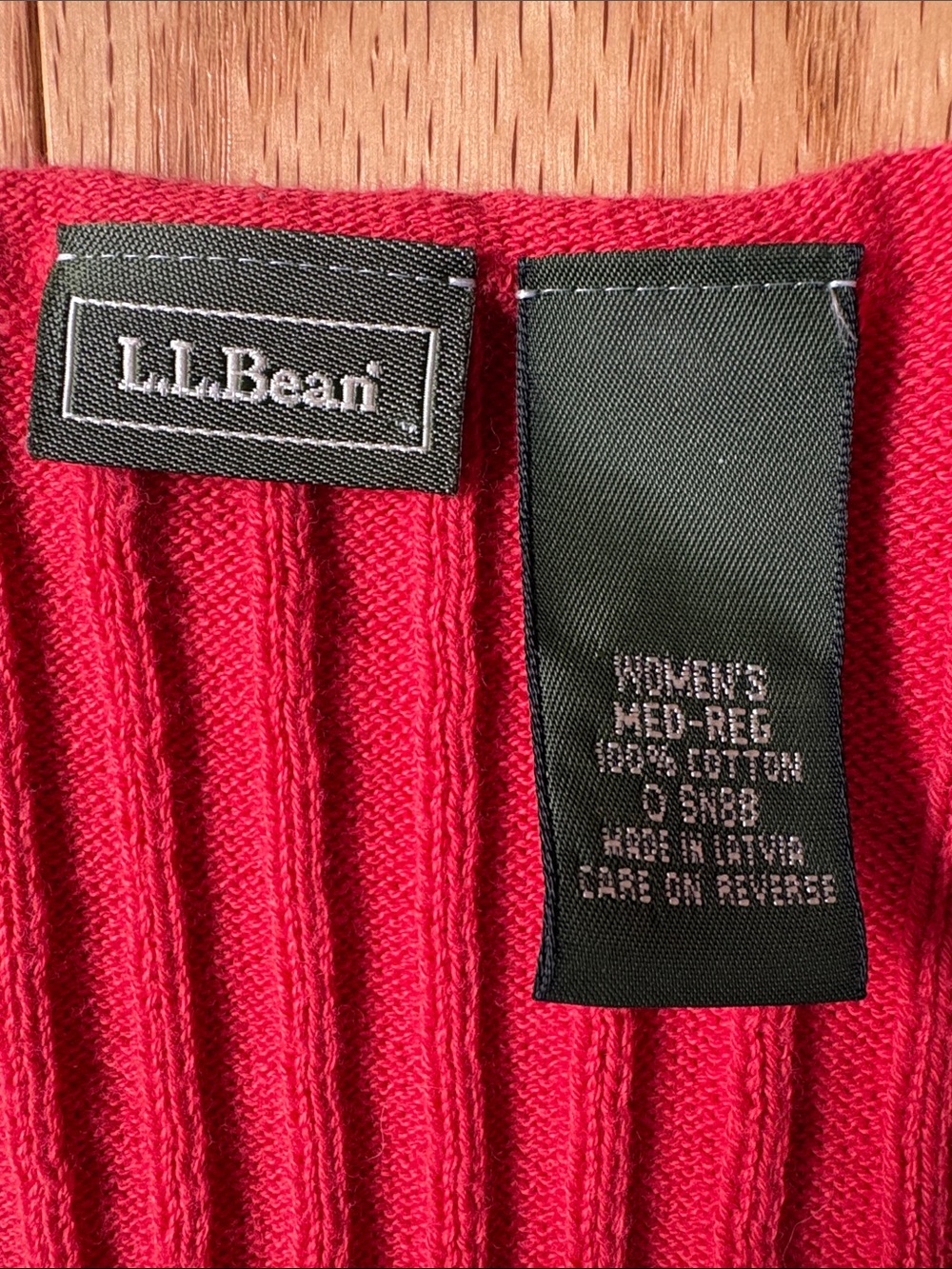 L.L. Bean Ribbed V-Neck Cardigan - Picture 2 of 3